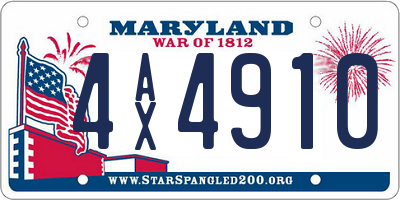 MD license plate 4AX4910