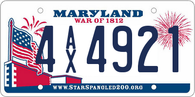 MD license plate 4AX4921