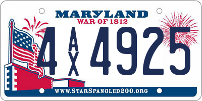 MD license plate 4AX4925