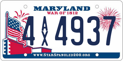 MD license plate 4AX4937