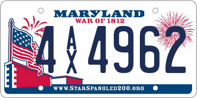 MD license plate 4AX4962