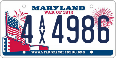 MD license plate 4AX4986
