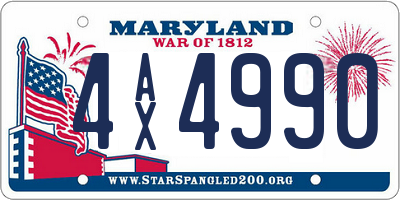 MD license plate 4AX4990