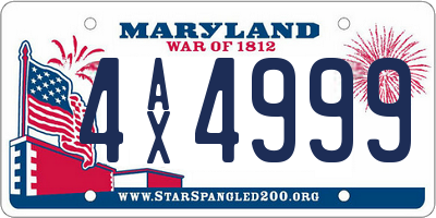 MD license plate 4AX4999