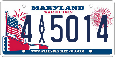 MD license plate 4AX5014