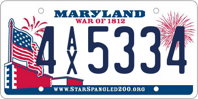 MD license plate 4AX5334