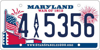 MD license plate 4AX5356