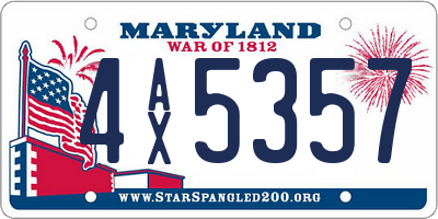 MD license plate 4AX5357