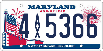 MD license plate 4AX5366