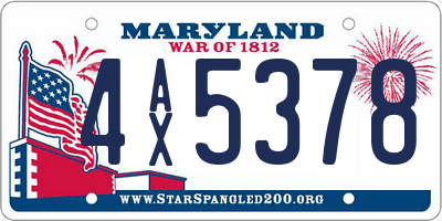 MD license plate 4AX5378