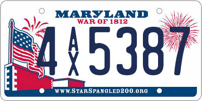 MD license plate 4AX5387