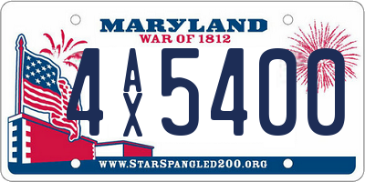 MD license plate 4AX5400