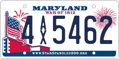 MD license plate 4AX5462