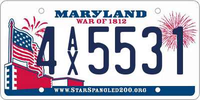 MD license plate 4AX5531