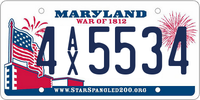 MD license plate 4AX5534