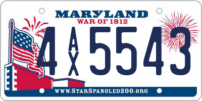MD license plate 4AX5543