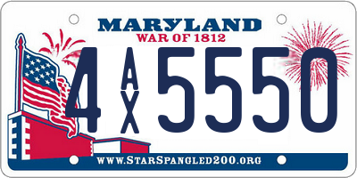 MD license plate 4AX5550