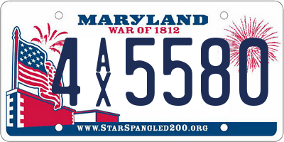 MD license plate 4AX5580