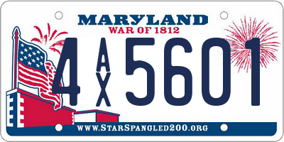 MD license plate 4AX5601