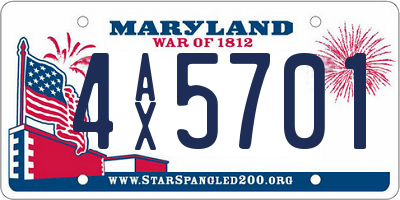 MD license plate 4AX5701