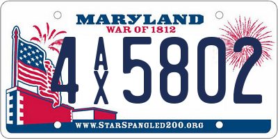 MD license plate 4AX5802
