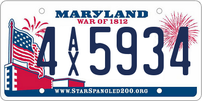 MD license plate 4AX5934