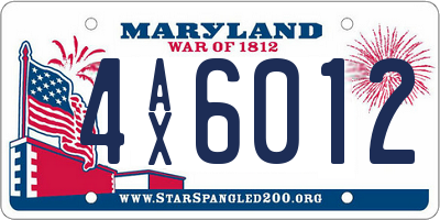 MD license plate 4AX6012