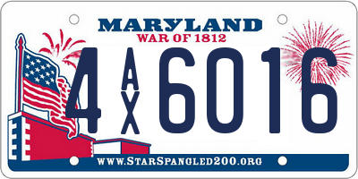 MD license plate 4AX6016