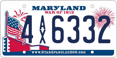 MD license plate 4AX6332
