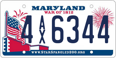 MD license plate 4AX6344