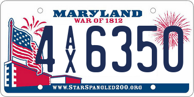 MD license plate 4AX6350