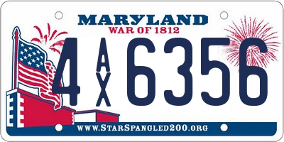 MD license plate 4AX6356