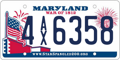 MD license plate 4AX6358