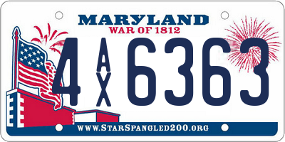 MD license plate 4AX6363