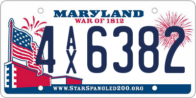 MD license plate 4AX6382