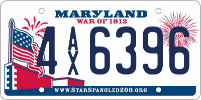 MD license plate 4AX6396