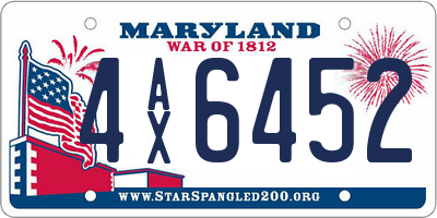 MD license plate 4AX6452