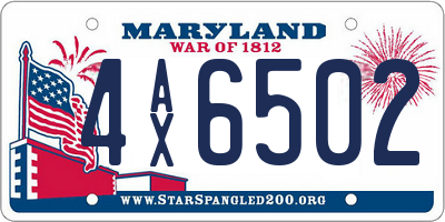 MD license plate 4AX6502