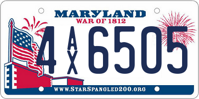 MD license plate 4AX6505