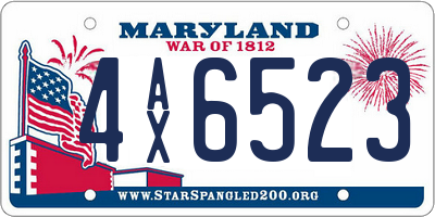 MD license plate 4AX6523