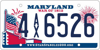 MD license plate 4AX6526