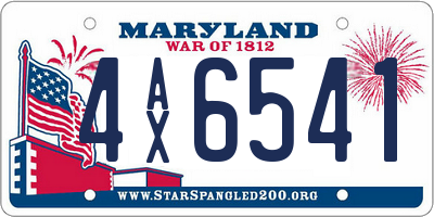 MD license plate 4AX6541