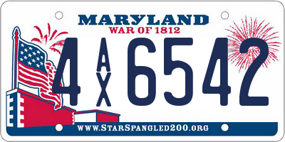 MD license plate 4AX6542