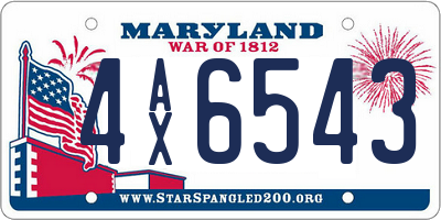 MD license plate 4AX6543