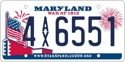 MD license plate 4AX6551