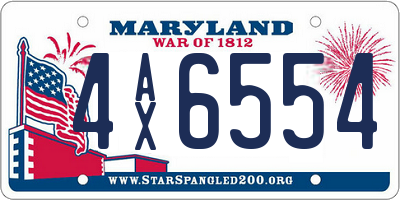 MD license plate 4AX6554