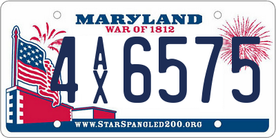 MD license plate 4AX6575