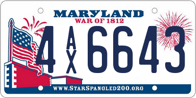 MD license plate 4AX6643