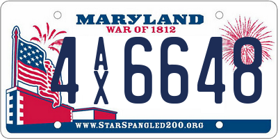 MD license plate 4AX6648
