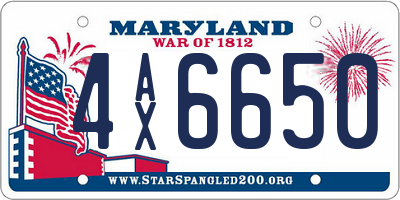 MD license plate 4AX6650